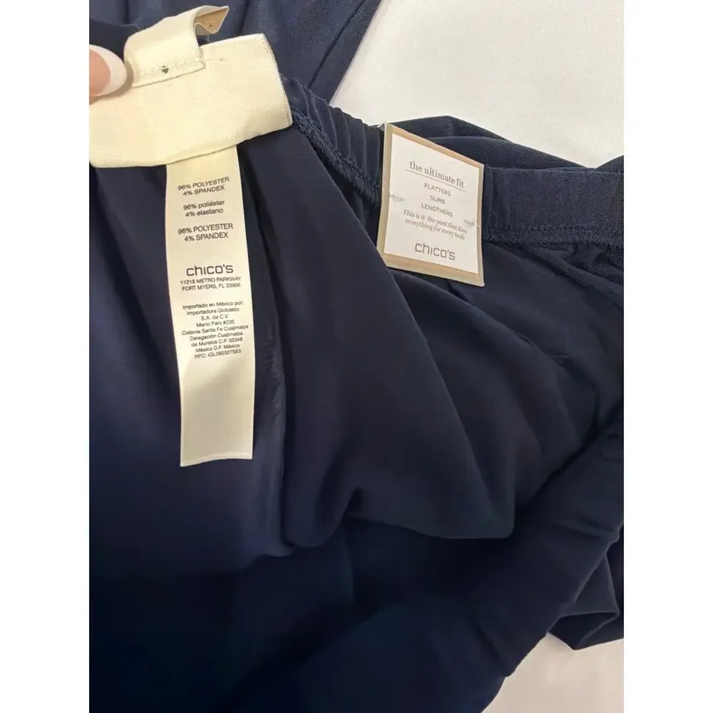 NEW Chico's Knit wide leg palazzo pant Navy blue XL 14/16